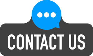 Contact us blue realistic paper speech bubble.